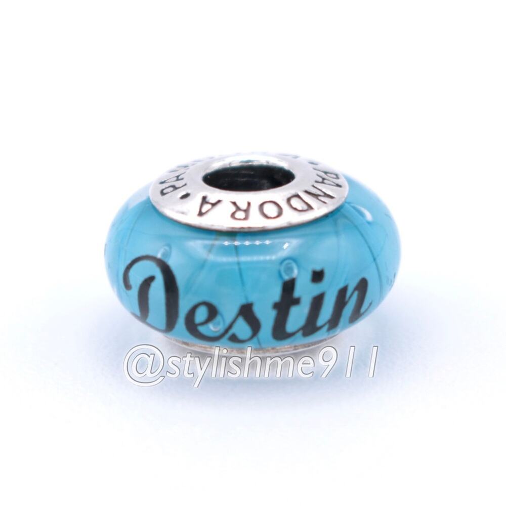 Authentic Pandora "Destin" Turquoise Murano Glass Charm - 790924